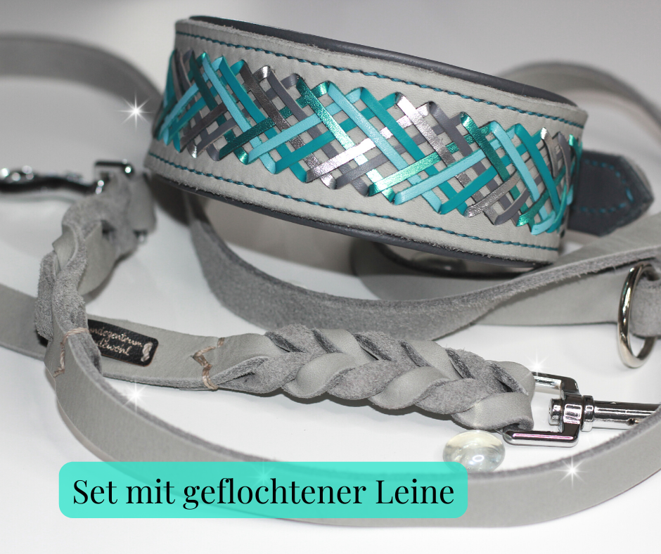 Hundewohl - Set Leash &amp; Collar with Nappa Leather and Braiding