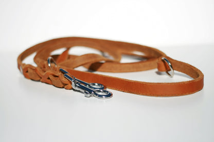 Hundewohl - Fat leather leash partially braided / brass fittings 