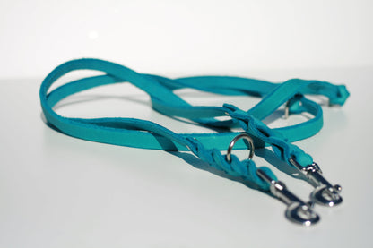 Hundewohl - Fat leather leash partially braided / stainless steel fittings 