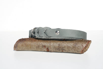 Hundewohl - Fat leather collar partially braided / stainless steel fittings