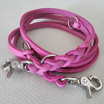 Hundewohl - Fat leather leash partially braided / stainless steel fittings 